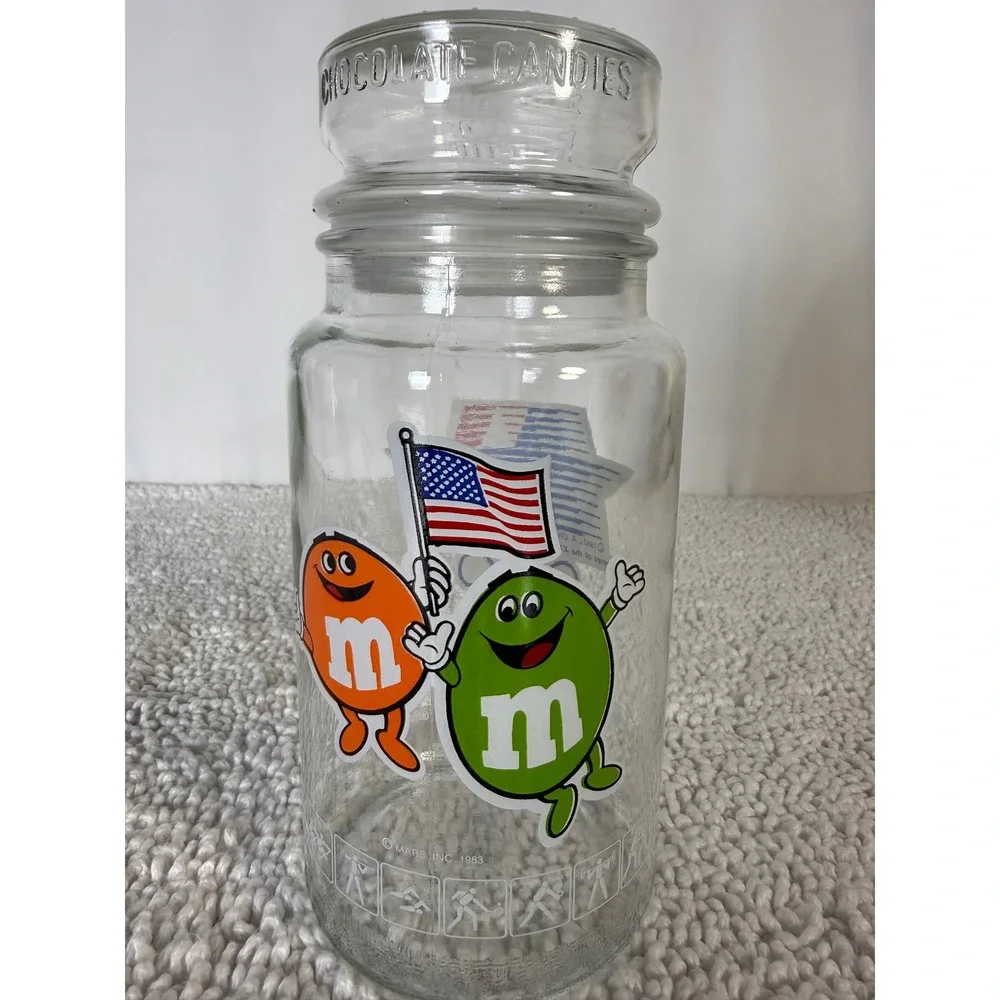 1984 Los Angeles Olympics M M Jar Glass Candy Container‎ Collectible